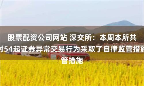 股票配资公司网站 深交所：本周本所共对54起证券异常交易行为采取了自律监管措施